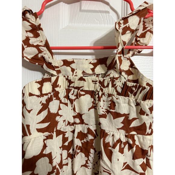Size 5T Toddler Girls' Floral Ruffle Sleeve Dress - Cat & Jack Brown 5T - Picture 1 of 5